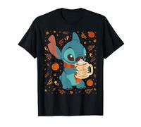 Disney Stitch Pumpkin Latte Cozy Fall Coffee Collage Camiseta