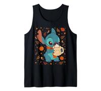 Disney Stitch Pumpkin Latte Cozy Fall Coffee Collage Camiseta sin Mangas