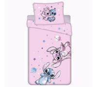Disney Stitch Rosa Doble Cara, Ropa de Cama Infantil de algodón con Cremallera, 100% ALGODÓN 140x200+70x90 cm Oeko-Tex (fórmula 11)