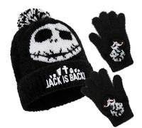Disney Stitch Set de Gorro y Guantes Niña, Set de Accesorios de Invierno para Escuela o Viaje 2 Piezas Regalo Niños y Adolescentes (6-14 Años, Negro Jack)