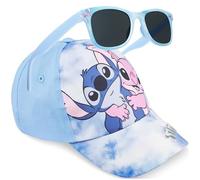 Disney Stitch Set Gafas de Sol y Gorra Niña, Protección UV400, Gorra Ajustable, Accesorios de Viaje, Regalo Infantil (Azul Stitch)
