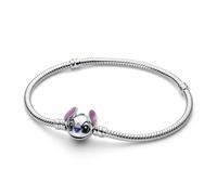 PANDORA Pulsera para mujer de plata Disney Stitch 593738C01, 593738C01-20, Plata de ley, No es una piedra preciosa