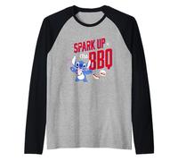 Disney Stitch Spark Up the BBQ 4th of July Cookout USA 250th Camiseta Manga Raglan