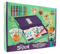 Disney - Stitch - Spray Pen Set Desktop Box (ST23368) - Kit de Bolígrafos Pulverizadores para Colorear y Dibujar - 12 Bolígrafos soplador y 16 Plantillas para Crear Colores y Dibujos Únicos