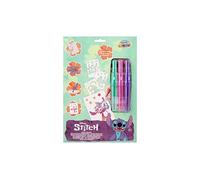 Disney Stitch ST23363V1 - Juego de rotuladores en aerosol para niños, 3 lápices de soplado y plantillas reutilizables, juego de dibujo creativo, kit de manualidades para niñas y niños