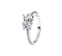Disney Stitch Sterling Silver Ring with Clear Cubic Zirconia and Black Enamel
