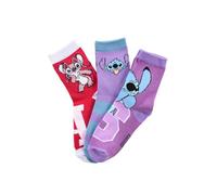 Disney Stitch Stitch & Angel - Calcetines para niña (3 unidades), multicolor, 31-34