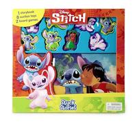 Disney Stitch Stuck on Stories - Activity Books for kids, 10-page storybook, 8 toy suction cups, a board game to enjoy
