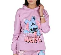 Disney Stitch Sudadera con Capucha de ALGODÓN para niña, se Pone por la Cabeza, 100% ALGODÓN (FR/ES, Números, 146, 152, Regular, Violeta)