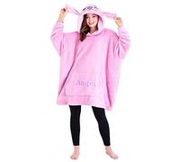 Disney Stitch Sudadera Mujer - Sudadera Manta con Capucha de Forro Polar, Talla Única, Oversize - Regalos para Mujer (Rosa Ángel)
