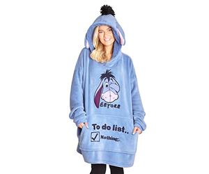 Disney Stitch Sudadera Mujer - Sudadera Manta con Capucha de Forro Polar, Talla Única, Oversize - Regalos para Mujer (Azul Eeyore)