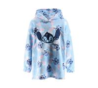 Disney Stitch Sudadera para Niña, Manta con Capucha para Niña, Diseño Sudadera Manta Polar Suave, Talla 6/8 Años | Azul