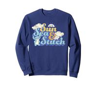 Disney Stitch "Sun Sea & Stitch" Fluffy Beach Vintage Look Sudadera, Unisex para adultos, Azul Marino, S