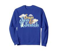 Disney Stitch "Sun Sea & Stitch" Fluffy Beach Vintage Look Sudadera, Unisex para adultos, Azul Real, L