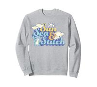 Disney Stitch "Sun Sea & Stitch" Fluffy Beach Vintage Look Sudadera, Unisex para adultos, Gris Jaspeado, L