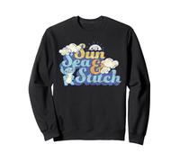 Disney Stitch "Sun Sea & Stitch" Fluffy Beach Vintage Look Sudadera, Unisex para adultos, Negro, S