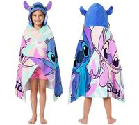 Disney Stitch Toallas de Baño Playa y Piscina Toalla Capucha Niña Niño Poncho Toalla Cambio de Bata Infantil Adolescente Suave y Absorbente (Azul/Multi Stitch, 6-14 Años)