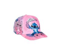 Disney Stitch und Angel Gorra de béisbol para niñas 52 54 rosa azul verano satén aspecto brillante gorra con diseño, multicolor, 52