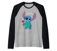 Disney Stitch Valentine's Day with Rose "Love Me..." Camiseta Manga Raglan