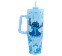 Disney Stitch - Vaso aislado de 900 ml con popote y tapa, producto oficial de Polar Gear Stitch, vaso de viaje con temática de puntada | Vaso aislado de acero inoxidable de doble pared