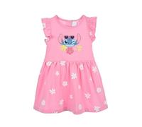 Disney Stitch Vestido para Bebe Niña, Algodon Suave Vestido Manga Corta para Bebes, Talla 12 Meses | Rosa