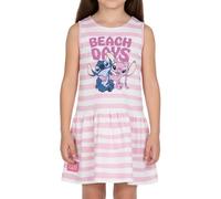 Disney Stitch Vestido para Niña, Algodon Suave Diseño Stitch y Angel Vestido Manga Corta, Talla 8 Años