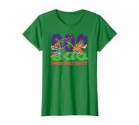 Disney Stitch vs Leroy BOO Gimmie Sweet Treats Halloween Camiseta, Mujer, Verde Kelly, S