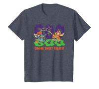 Disney Stitch vs Leroy BOO Gimmie Sweet Treats Halloween Camiseta, Niños, Azul Jaspeado, 6 años