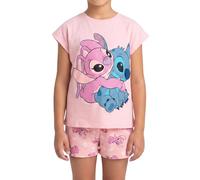 Disney Stitch y Angel Camiseta y Pantalon para Niña, Pijama Conjunto 2 Piezas Camiseta Manga Corta y Pantalon Corto, Tallas 10 a 16 Años (FR/ES, Edad, 12 años, Regular, Rosa)