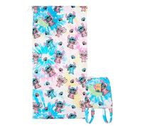 Disney Stitch y Angel Toalla para Niñas, Toalla de Playa, Toalla de Baño se Convierte en Mochila, Toalla Natación Infantil