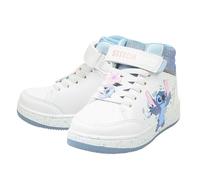 Disney Stitch - Zapatillas altas para niñas, con licencia oficial de Lilo and Stitch, color blanco y azul, con cordones y correa, calzado cómodo e informal, tallas del Reino Unido 10 a 3, White, 36 EU