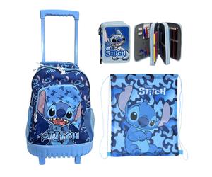 Disney Stitch Zapaton Con Ruedas 46 cm 33 cm 22 cm + Estuche + Bolsa