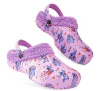 Disney Stitch Zuecos Invierno Mujer con Forro Polar y Charms Extraíbles (Morado, 35/36 EU)