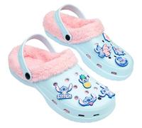 Disney Stitch Zuecos Invierno Mujer con Forro Polar Zapatos sin Cordones Zapatillas Casa Jardín con o sin Charms (Azul/Rosa Stitch, 35/36 EU)