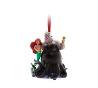Disney Store - Adorno colgante oficial de Ariel y Úrsula cantando, la sirenita, 11 cm, bonito personaje para decoración de árbol de Navidad con diseño esculpido y dije plateado 2020