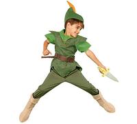 Disney Store Disfraz oficial de Peter Pan para niños, disfraz de personaje clásico aventurero, incluye camiseta tipo túnica, sombrero, talla 5-6 años