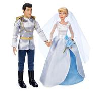Disney Store - Juego de 2 muñecas oficiales de princesa de boda (Cenicienta y príncipe encantador) con detalles moldeados, disfraces de boda de lujo, embalaje de exhibición escénica y accesorios