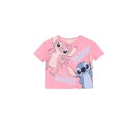 Disney Store Lilo y Stitch Camiseta Crop de Manga Corta para Niñas y Chicas, Algodón, Make Waves, Rosa, 8 Años
