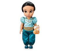 Disney Store: muñeca de la Princesa Jasmine (colección Animators), Aladdín, 39 cm, Pelo enraizado, Traje y Zapatos realistas, Rajá en Raso Acolchado, muñeca niña Coleccionable para Mayores de 3 años