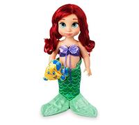 Disney Store: muñeca en versión niña Coleccionable de La Sirenita (colección Animators), 39 cm, Pelo enraizado y Traje realistas, minipeluche de Flounder en Raso Acolchado, para Mayores de 3 años