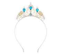 Disney Store Official, Aladdín, Jasmine Tiara Infantil, Accesorio para Disfraz con Acabado Dorado, diseños de Flores de Loto y Diamantes de estrás Azules