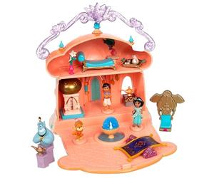 Disney Store Official, Aladdín y Princesa Jasmine casa muñecas, colección Once Upon a Story, 14cm/6", Set Juego con Palacio Sultán, Abú, Genio, lámpara, Alfombra Mágica y más, Apto a Partir de 3 años