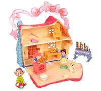 Disney Store Official, Blancanieves casa muñecas, colección Once Upon a Story, 10 cm/4", Set Juego con cabaña de Hadas, Mudito, Conejito y Juguetes de Cocina, Apto a Partir de 3 años