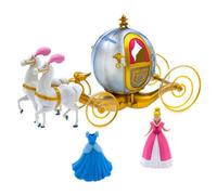 Disney Store Official Cenicienta Doll Horse and Carriage Play Set, juguetes de princesa para niñas de 4 a 6 años, entrenador de calabaza brillante iluminado, vestidos con clip
