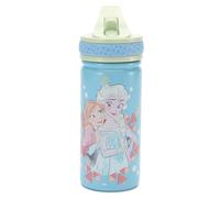 Disney Store Official, Frozen, Elsa y Ana, botella de agua, 458 ml, botella infantil de acero inoxidable, pajita abatible y tapa de rosca