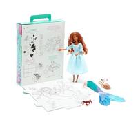 Disney Store Official, La Sirenita 2023, Ariel, muñeca, 24,5 cm, Figura de Sebastián, 2 Conjuntos, Accesorios, Paquete de Actividades y Ejercicios para Colorear, para Mayores de 3 años