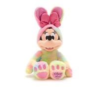 Disney Store Official, Minnie Mouse, Peluche Pascua, 45 cm, Juguete con Traje Tie-Dye de Conejo de Pascua y Lazo Rosa, Fecha ''Disney 2025'' en el pie, para recién Nacidos, Apto para Todas Las Edades