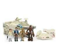 Disney Store Official, Star Wars, Han Solo, Leia Organa, Chewbacca, C-3PO, Set de Juego del Halcón Milenario, 43 נ34 נ17 cm, Conjunto de Figuras y Nave Espacial