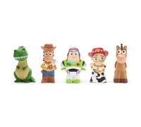 Disney Store Oficial - Set de Juguetes de Baño Toy Story - 5 Piezas - Con Buzz Lightyear, Woody, Jessie, Bully y Rex - Cubo con Tapa con Rejilla - Juguetes para Baño o Piscina - A Partir de 6 Meses