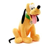 Disney Store Peluche pequeño de Pluto, Altura: 25 cm, el emblemático Pluto de Peluche Presenta su Aspecto característico y Lleva un Collar con un Texto, Adecuado para Todas Las Edades.